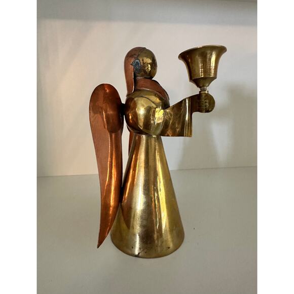 Vintage Set of 3 Brass Copper Angel Candle Holders Holiday Table Decor - Picture 10 of 14